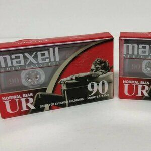 Maxell UR-90 Audio Cassette Lot of 2 Blank Tapes Normal Bias 90 min Brand New